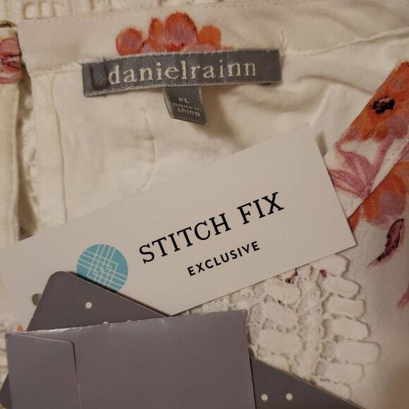 Stitch Fix | Daniel Rainn Womens Quin Keyhole Crochet Top Size Petite Large New - Picture 3 of 4